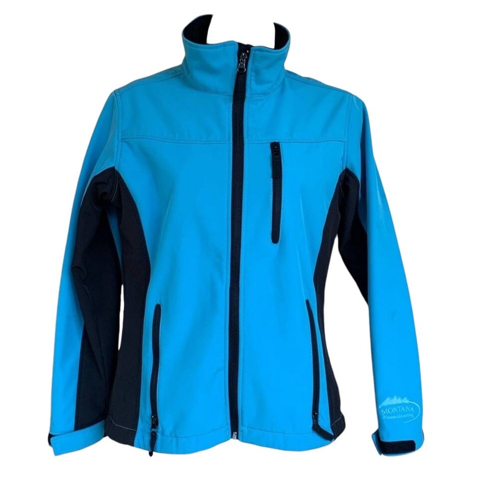 Y2K Softshell Fleece Lined Windbreaker Womens XS Blue Ski Jacket Snow Wintercore